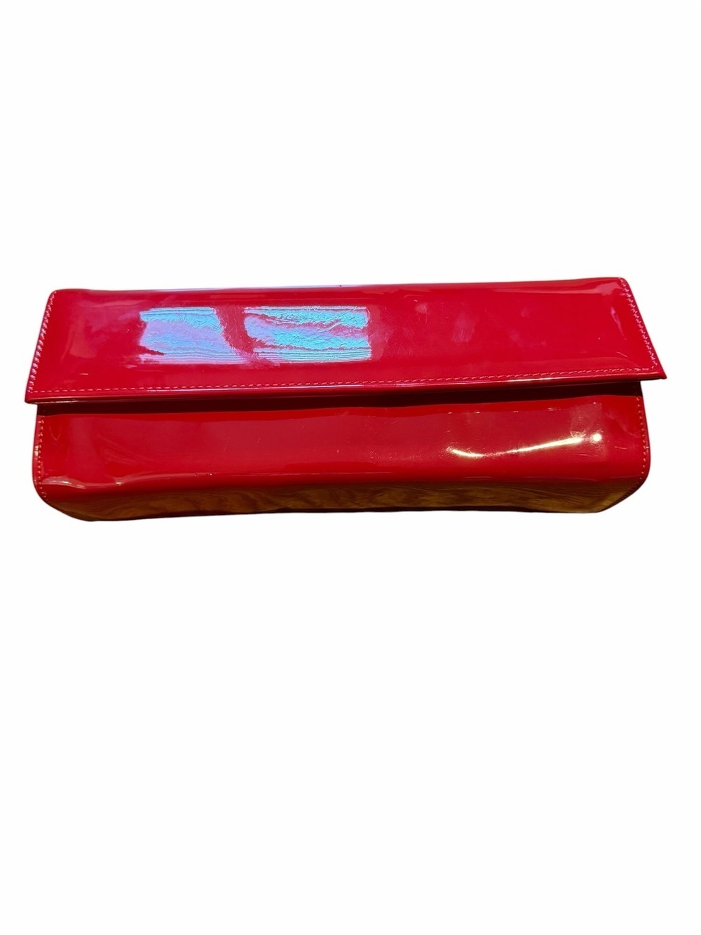 Glossy Red Patent Leather Fold-Over Clutch - Date Night